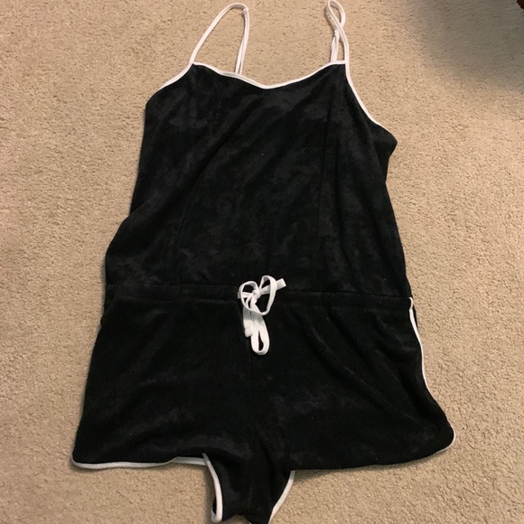 Pants - Terry cloth black romper